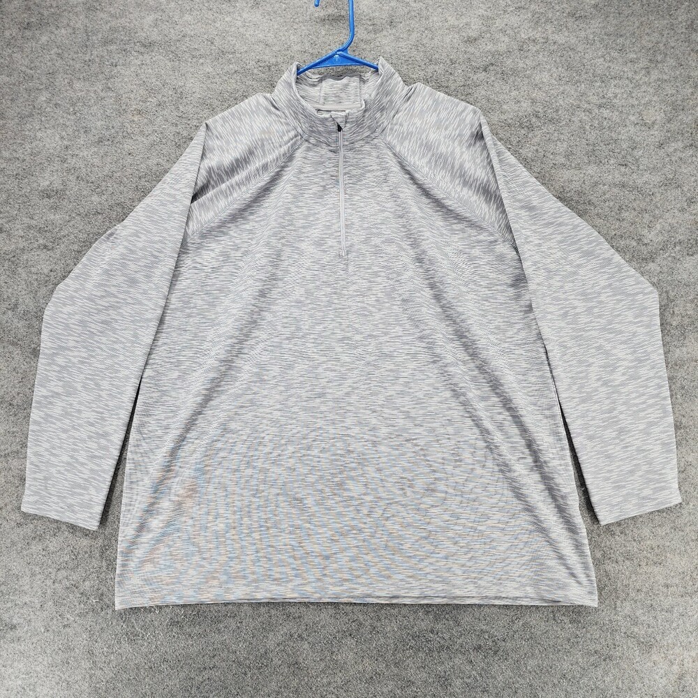 Lands End Pullover Womens 1X 1/4 Zip Gray Mock Neck